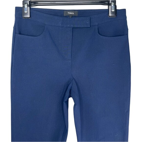 Theory Womens Treeca Navy Slim-Fit Cropped Pants Size 0 - Picture 8 of 13